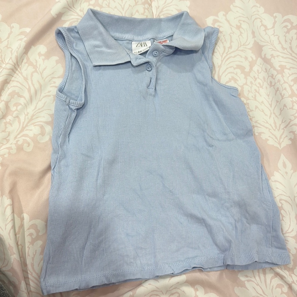 Zara girls sleeveless polo, blue, size 3-4